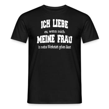 Ich liebe es wenn meine Frau mich, fun Werkstatt - Männer T-Shirt - Schwarz - Vorne - AI Model Male 178 light (178cm)