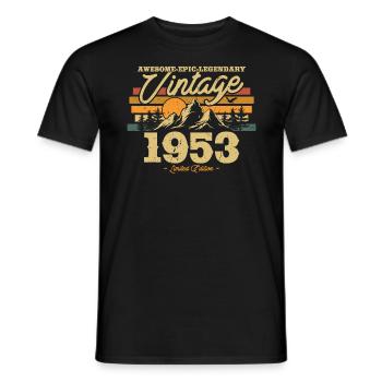 Cadeau Anniversaire Vintage 1953 - T-shirt homme - noir - Devant - AI Model Male 178 light (178cm)