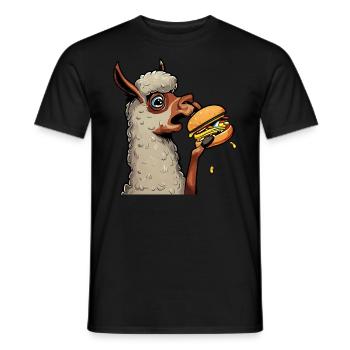 Lama mangeur de cheeseburger - T-shirt homme - noir - Devant - AI Model Male 178 light (178cm)