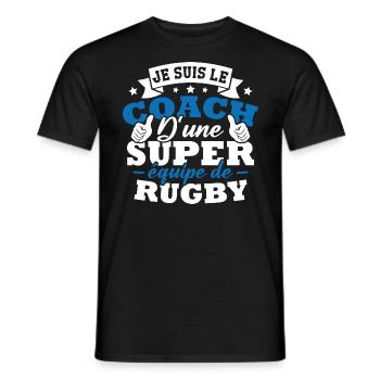 Je suis le coach d une super équipe de rugby - T-shirt homme - noir - Devant - AI Model Male 178 light (178cm)