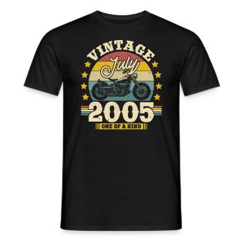 Birthday gift July 2005 - 18 years in 2023 - Men's T-Shirt - black - Front - AI Model Male 178 light (178cm)