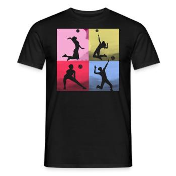 volley-ball,volleyballer,beachball,coloré - T-shirt homme - noir - Devant - AI Model Male 178 light (178cm)