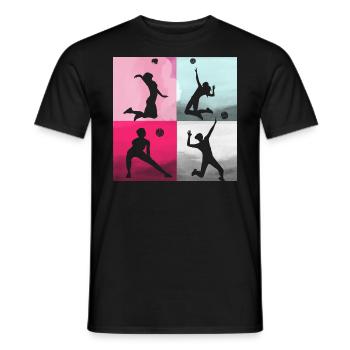 volley-ball,volleyballer,beachball,graffiti,rose - T-shirt homme - noir - Devant - AI Model Male 178 light (178cm)