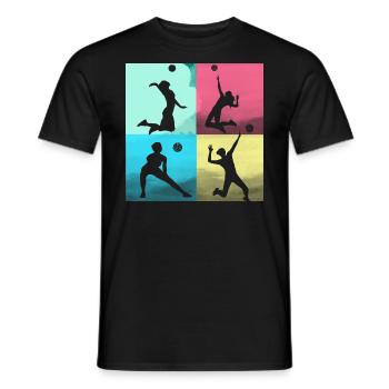volley-ball,volleyballer,beachball,coloré - T-shirt homme - noir - Devant - AI Model Male 178 light (178cm)