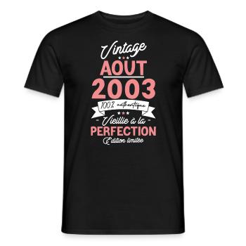 Cadeau Anniversaire août 2003 - T-shirt homme - noir - Devant - AI Model Male 178 light (178cm)