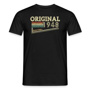 Gift Birthday Vintage 1948 75 Years - Men's T-Shirt - black - Front - AI Model Male 178 light (178cm)