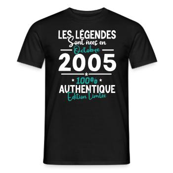 The Legends of October 2005 - 18 years - Men's T-Shirt - black - Front - AI Model Male 178 light (178cm)
