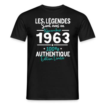 Cadeau Anniversaire Novembre 1963 60 Ans - T-shirt homme - noir - Devant - AI Model Male 178 light (178cm)