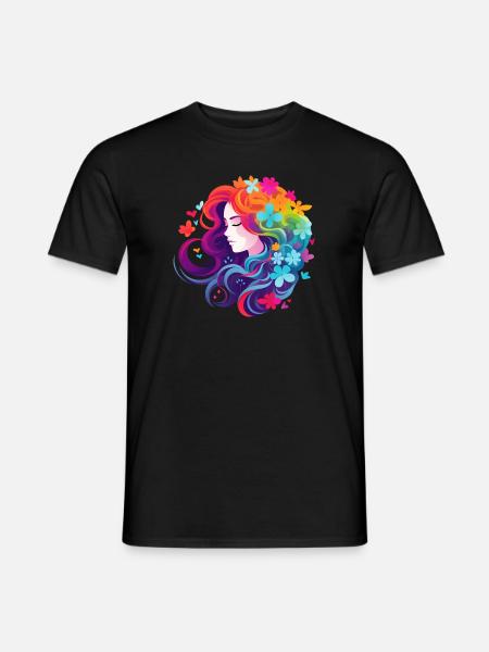 Flowers Girl Rainbow - Men's T-Shirt - black