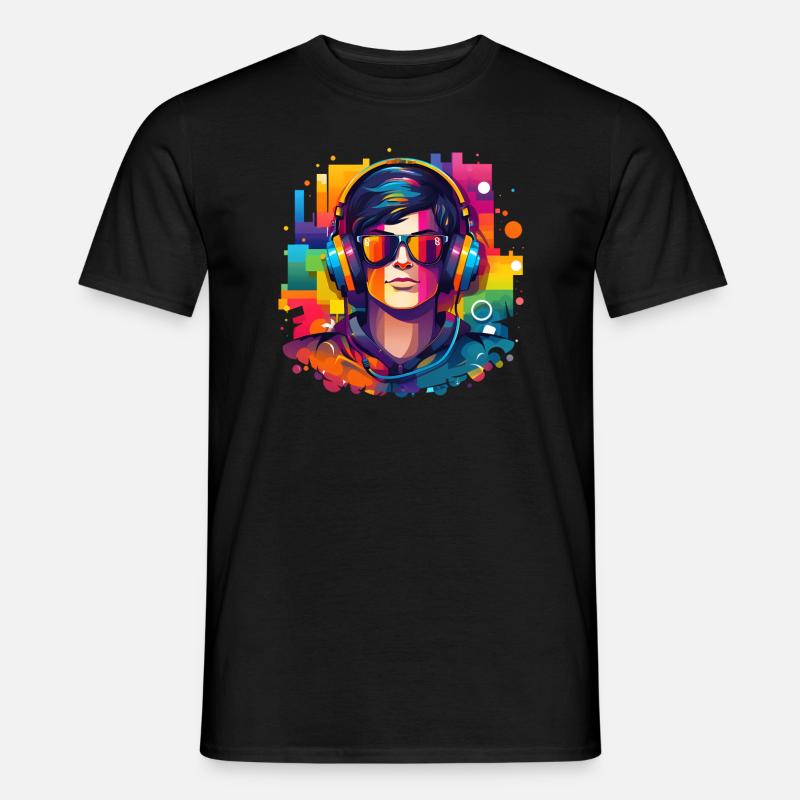 Mann mit Headset und Sonnenbrille - Männer T-Shirt - Schwarz