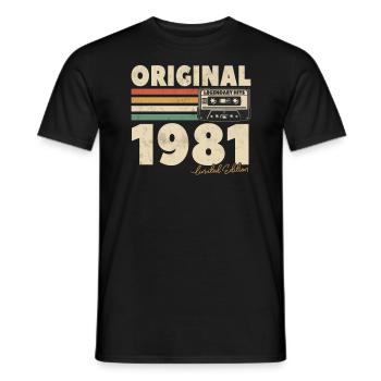 Cadeau d’anniversaire vintage 1981 - T-shirt homme - noir - Devant - AI Model Male 178 light (178cm)