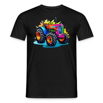 Traktor in bunten Farben - Männer T-Shirt - Schwarz - Vorne - AI Model Male 178 light (178cm)