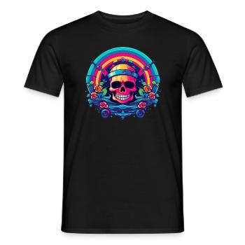 Crâne avec de l’eau et des roses - T-shirt homme - noir - Devant - AI Model Male 178 light (178cm)