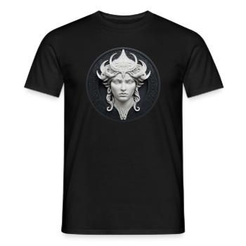 Fantasy T-Shirt: Ancient Goddess Artwork - Men's T-Shirt - black - Front - AI Model Male 178 light (178cm)
