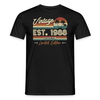 Cadeau Vintage 1988, 35/36 ans - T-shirt homme - noir - Devant - AI Model Male 178 light (178cm)