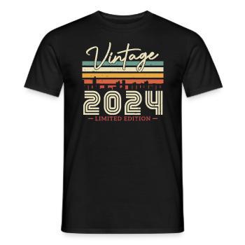 Vintage Birthday Gift 2024 - Men's T-Shirt - black - Front - AI Model Male 178 light (178cm)