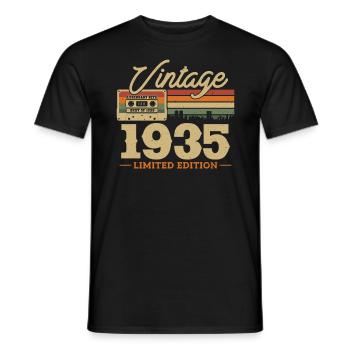 Vintage Birthday Gift 1935 88/89 years - Men's T-Shirt - black - Front - AI Model Male 178 light (178cm)