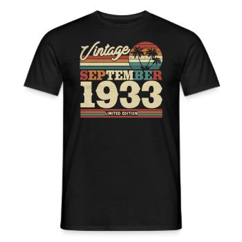 Vintage Birthday Gift 90/91 Years - Men's T-Shirt - black - Front - AI Model Male 178 light (178cm)