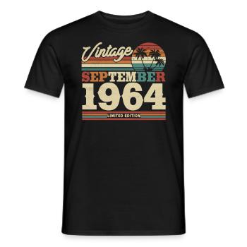 Vintage Birthday Gift 1964 - Men's T-Shirt - black - Front - AI Model Male 178 light (178cm)