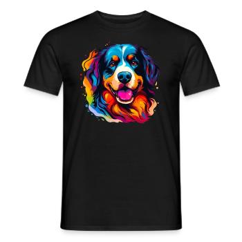 Berner Sennenhund in Regenbogenfarben - Männer T-Shirt - Schwarz - Vorne - AI Model Male 178 light (178cm)
