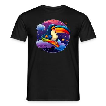 Toucan in the sea of stars - Men's T-Shirt - black - Front - AI Model Male 178 light (178cm)