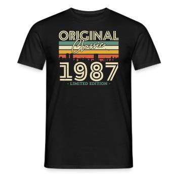 Cadeau d’anniversaire vintage 1987 - T-shirt homme - noir - Devant - AI Model Male 178 light (178cm)