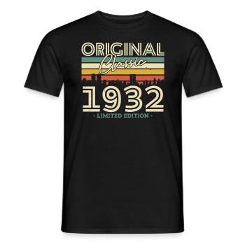 Vintage Birthday Gift 1932 - 91/92 Years - Men's T-Shirt - black - Front - AI Model Male 178 light (178cm)