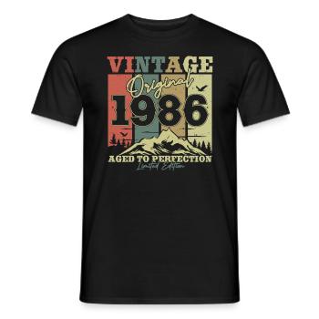 Original 1986 Vintage Birthday Retro - T-shirt homme - noir - Devant - AI Model Male 178 light (178cm)