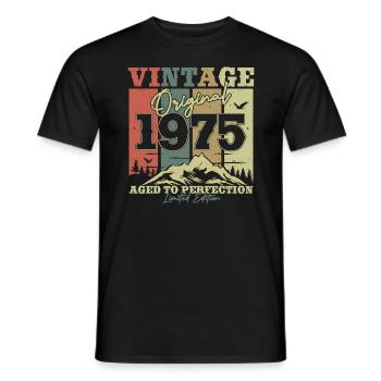 À l’origine 1975 Vintage Birthday Retro - T-shirt homme - noir - Devant - AI Model Male 178 light (178cm)