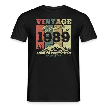 Vintage 1989 Birthday Gift - Men's T-Shirt - black - Front - AI Model Male 178 light (178cm)