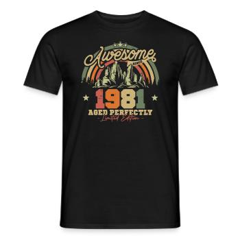 Vintage 1981 Cadeau d’anniversaire - T-shirt homme - noir - Devant - AI Model Male 178 light (178cm)