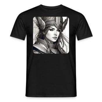 Fantasy Anime Fille Viking Germanique Trigues Moyen Âge - T-shirt homme - noir - Devant - AI Model Male 178 light (178cm)