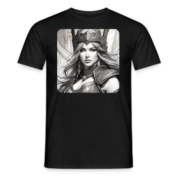 Fantasy Anime Girl Wikinger Germanen Mittelalter - Männer T-Shirt - Schwarz - Vorne - AI Model Male 178 light (178cm)