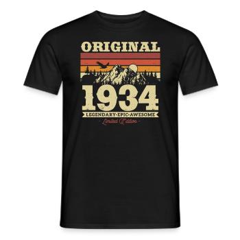 Vintage 1934 Cadeau d’anniversaire - T-shirt homme - noir - Devant - AI Model Male 178 light (178cm)