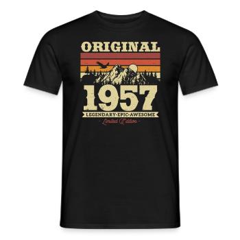Vintage 1957 Cadeau d’anniversaire - T-shirt homme - noir - Devant - AI Model Male 178 light (178cm)