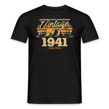 83. Geburtstag Nostalgie 1941 Jahrgang - Männer T-Shirt - Schwarz - Vorne - AI Model Male 178 light (178cm)