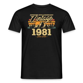 Stylish 42nd birthday in 1981 - Men's T-Shirt - black - Front - AI Model Male 178 light (178cm)