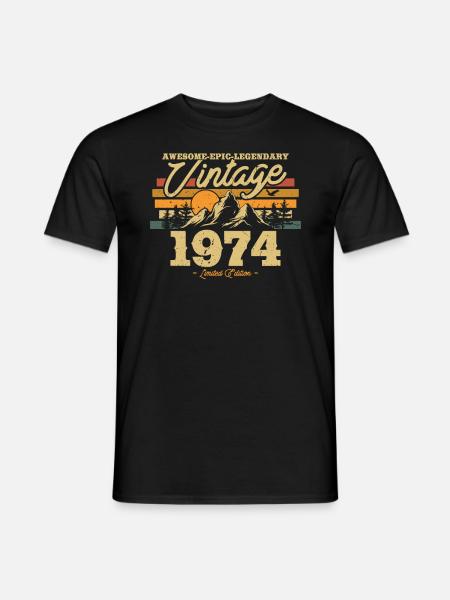Vintage 1974 fødselsdagsgave - Mænd T-shirt - sort