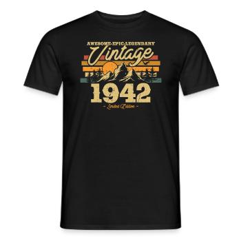 Millésime 1942 Cadeau: 81/82 ans - T-shirt homme - noir - Devant - AI Model Male 178 light (178cm)