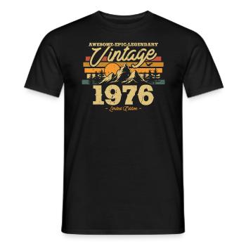Cadeau pour 47/48ème Anniversaire 1976 Vintage - T-shirt homme - noir - Devant - AI Model Male 178 light (178cm)
