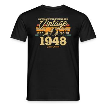 Millésime 1948 Cadeau - 75/76 ans - T-shirt homme - noir - Devant - AI Model Male 178 light (178cm)