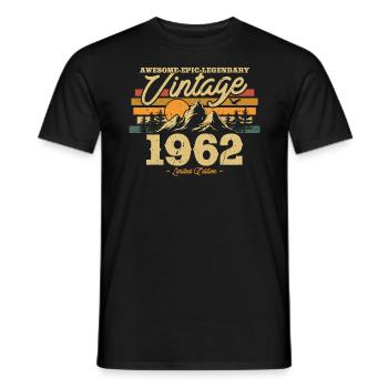 Vintage 1962 Birthday Gift - Men's T-Shirt - black - Front - AI Model Male 178 light (178cm)