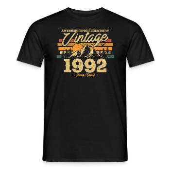 Vintage 1992 Cadeau d’anniversaire - T-shirt homme - noir - Devant - AI Model Male 178 light (178cm)