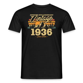 Vintage 1936 Cadeau d’anniversaire - T-shirt homme - noir - Devant - AI Model Male 178 light (178cm)