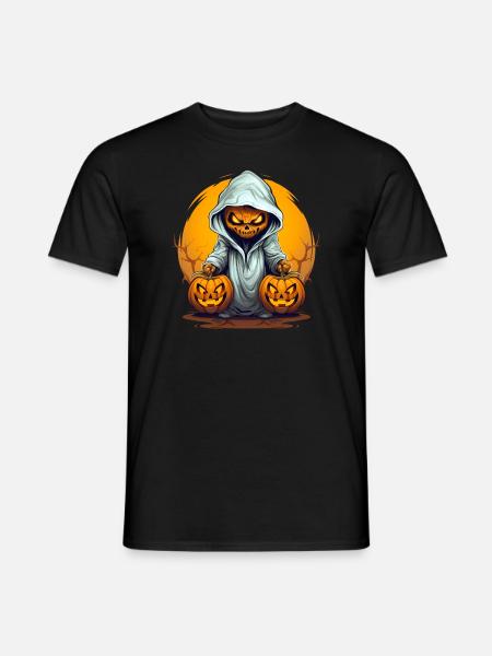 Creepy pumpkin monster with two pumpkins - Men's T-Shirt - black
