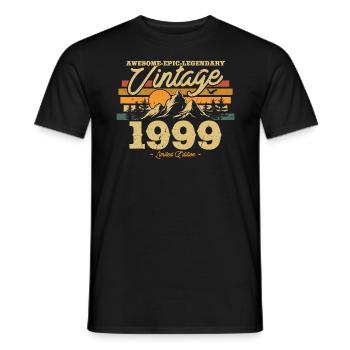 Vintage Birthday Gift 1999 - Men's T-Shirt - black - Front - AI Model Male 178 light (178cm)