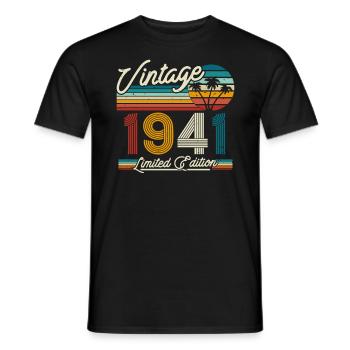 1941 Cadeau vintage 82/83 ans - T-shirt homme - noir - Devant - AI Model Male 178 light (178cm)