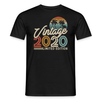 Vintage Birthday Gift 2020 - Men's T-Shirt - black - Front - AI Model Male 178 light (178cm)