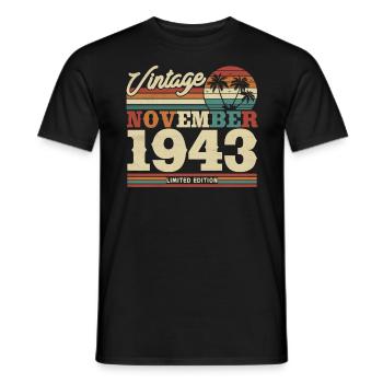 Vintage gift 80/81 years - Men's T-Shirt - black - Front - AI Model Male 178 light (178cm)