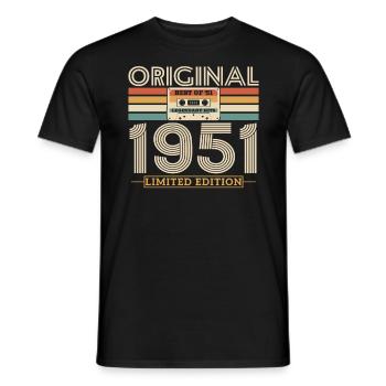 Birthday present born in 1951, 72-73 years old - Men's T-Shirt - black - Front - AI Model Male 178 light (178cm)